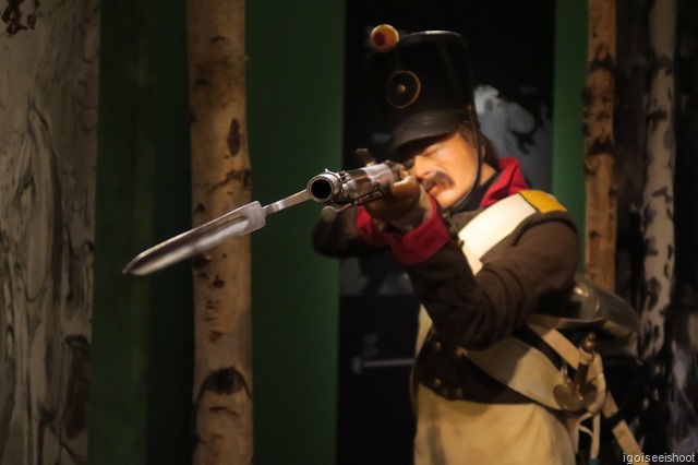 Life size infantry man at the top floor of the Swedish Army Museum (Armémuseum).