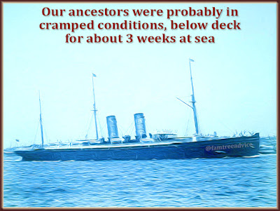 I get angry when my seat on an airplane is too cramped. My poor ancestors rode in the belly of one of these. ... Ancestry.com. New York Port, Ship Images, 1851-1891 [database online]. Provo, Utah: MyFamily.com, Inc., 2004. Original data: Ship images obtained from and reproduced courtesy of Mystic Seaport.