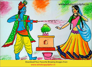 holi drawing radha krishna