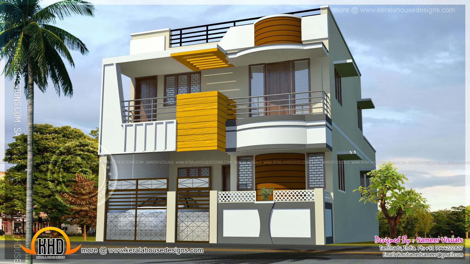 Double storied modern south Indian home  Kerala home design and floor plans