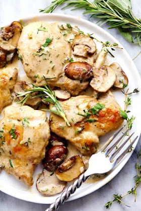 Creamy Garlic Herb Mushroom Chicken #Recipe