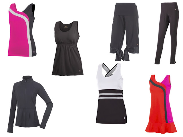 Style Athletics Fila Workout Clothes Tennis Dress Tank Top Bright Color Pink Orange Jacket Pants