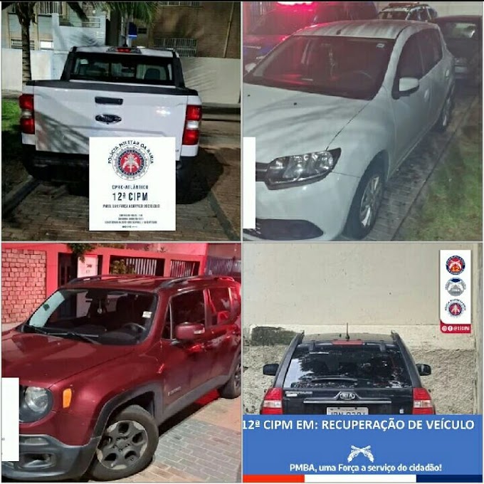 Quatro veículos roubados recuperados pela 12•CIPM neste mês de março