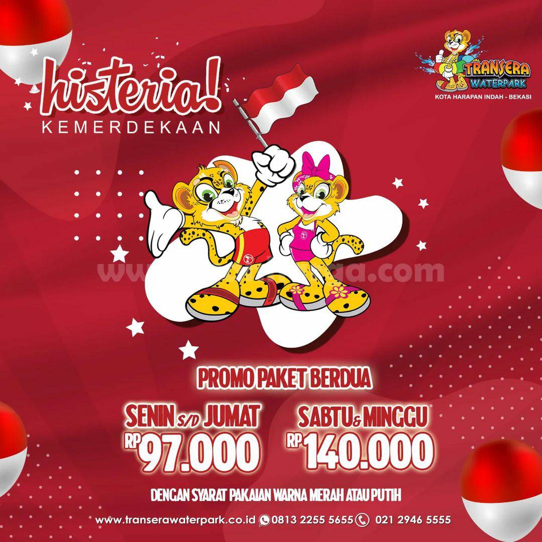 TRANSERA WATERPARK Promo HISTERIA KEMERDEKAAN – Paket Berdua mulai 97Rb