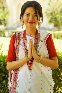 A beautiful Karbi girl wore their traditional dress and ornaments