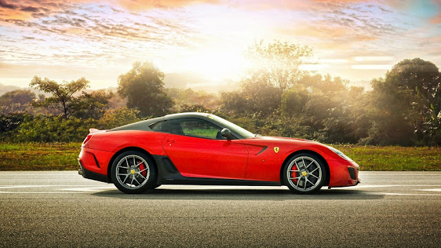 Red Ferrari 599 at Sunset HD Wallpaper