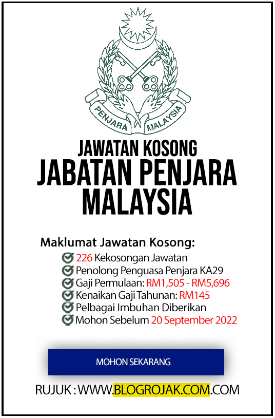 Berikut merupakan iklan kerja kosong yang ditawarkan oleh majikan terlibat. Info kekosongan adalah seperti yang diiklankan di bawah. Blog Rojak hanya menyiarkan maklumat kekosongan jawatan untuk memudahkan anda membuat permohonan.