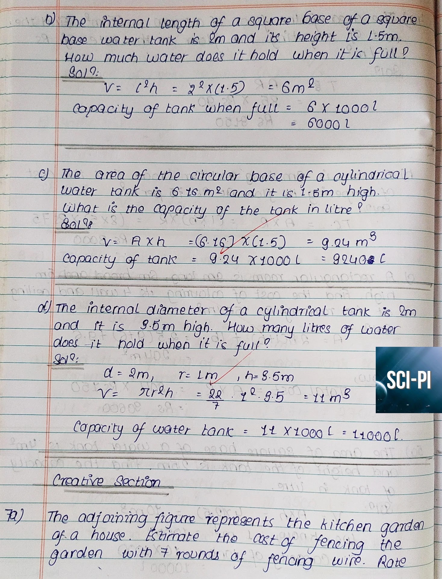 Exercise 7.4 Mensuration in Household Activities Class 10 Solutions from vedanta Excel in Mathematics