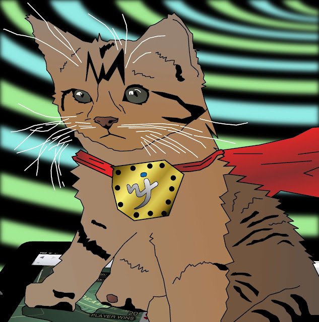 superhero kitten on an ipad casino magic carpet