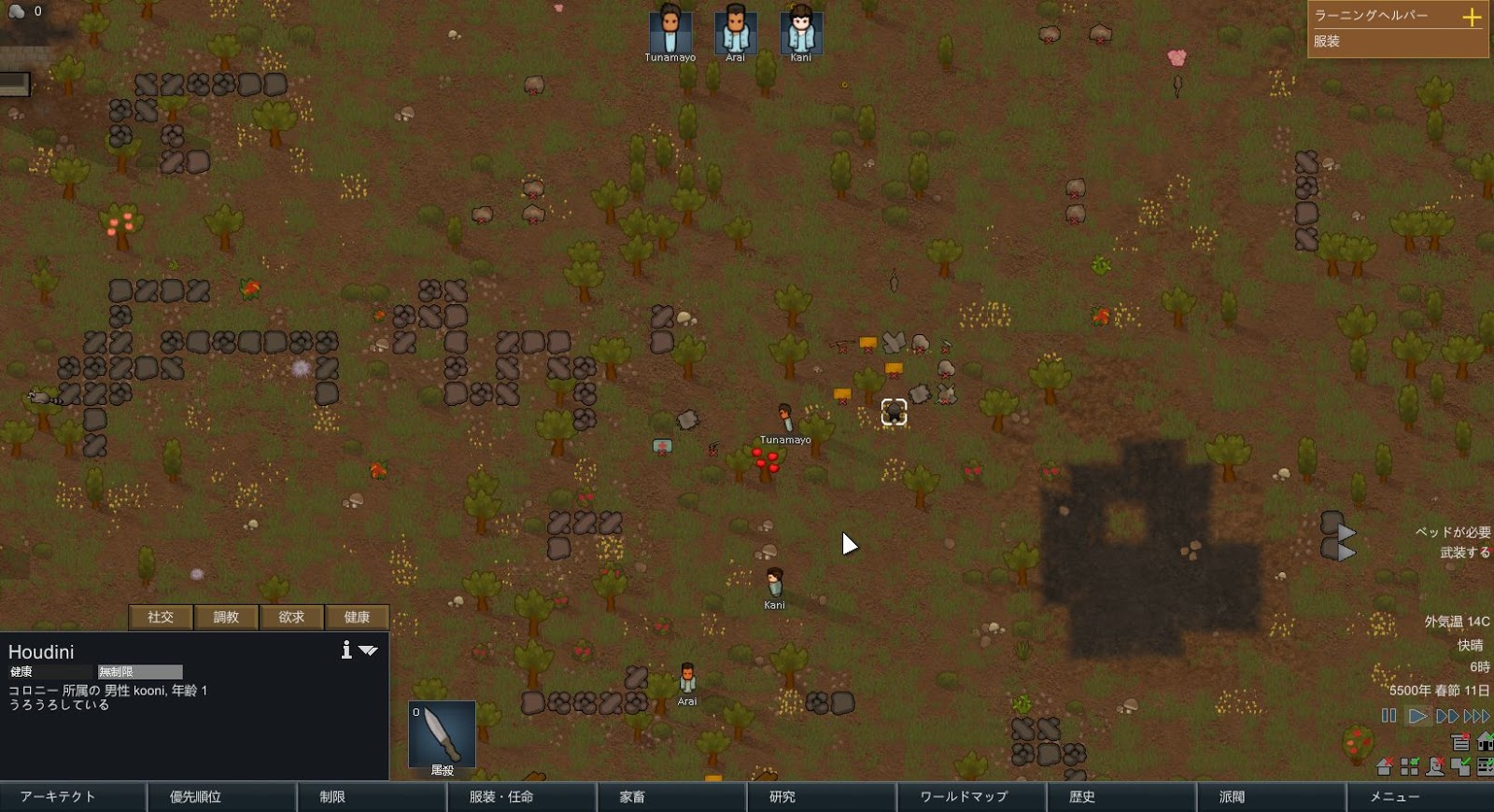 ていもだてのブログ Rimworld ６日目 野獣村