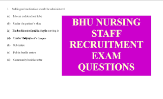 BHU staff nurse Nursing Officer recruitment exam model question answers