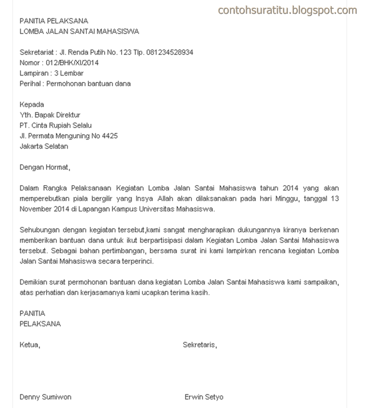 Contoh Surat Donatur Tetap  Contoh Surat