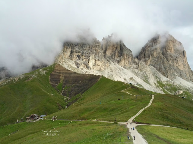 La discesa verso Forcella Rodella dal Col Rodella