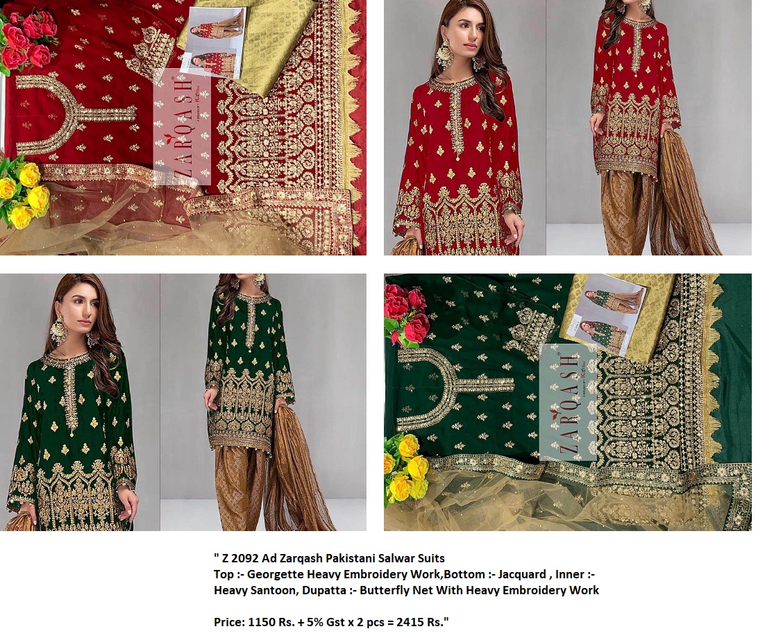 Zarqash Z 2092 Ad Pakistani Suits Catalog Lowest Price