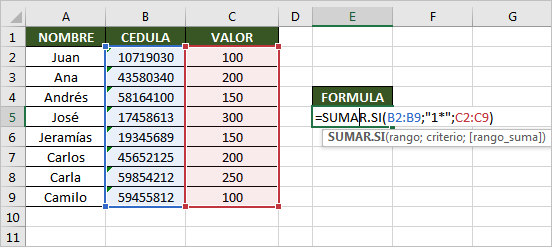 Cómo Sumar Celdas que Comienzan por un Número en Excel