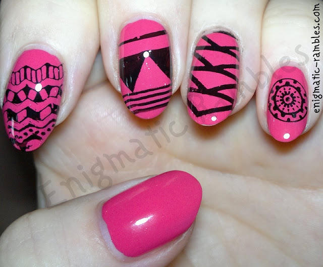 Tribal-Hot-Pink-Nails-Nail-Art-bundle-monster-402-bm402-403-bm403