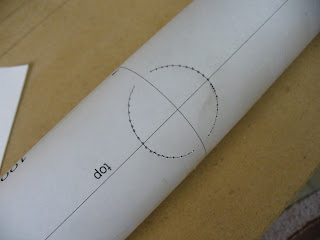 Head Tube template marked with center punch