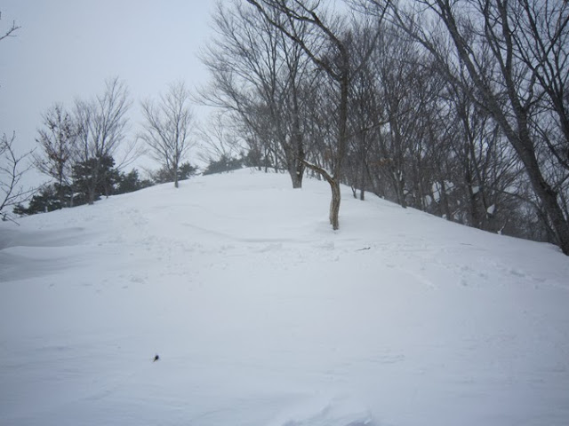 山頂直下のスキー