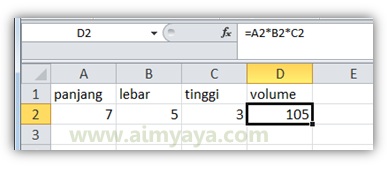  Gambar: contoh cara memakai rumus volume balokdi microsoft excel