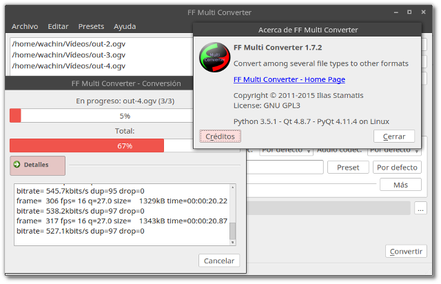 Instalar FFmulticonverter 1.7.3 en Ubuntu 16.04,18.04, Linux Mint y podría unfionar en basados en Debian 9