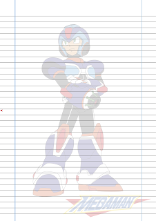 Folha Papel Pautado Megaman X PDF para imprimir A4