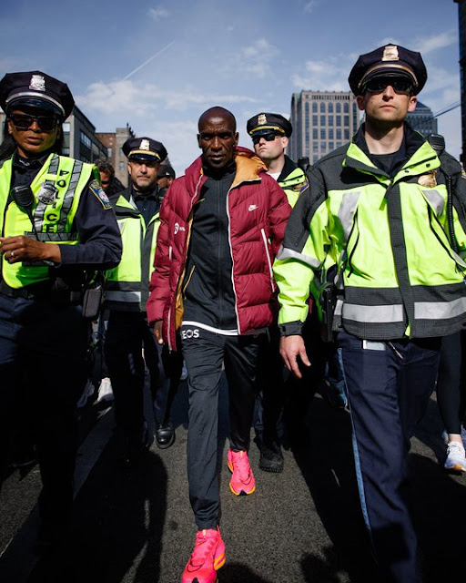 Marathon world record holder Eliud Kipchoge makes his long-awaited Boston Marathon debut.