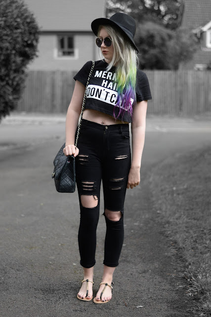 Sammi Jackson - Choies 'Mermaid Hair Don't Care' Cropped Tee