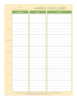 weekly menu planner template. follow a weekly menu plan,