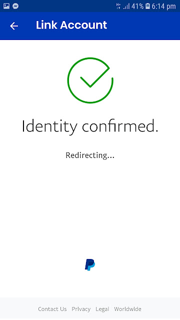 identity confirmed by paypal