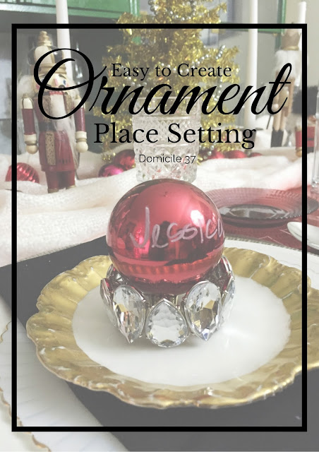 Step by step guide to create a glam place setting using costume jewelry, an ornament, and a marker