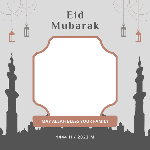 Gambar Design Template Twibbon Happy Eid Mubarak 2023