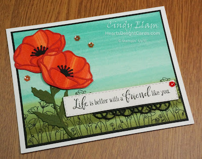 Painted Poppies, Baby-wipe technique, Stampin' Up!, Heart's Delight Cards