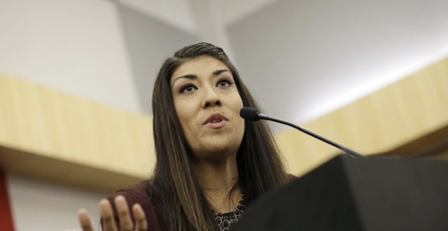 Lucy Flores Isn't Amused By Biden's Onstage Joke