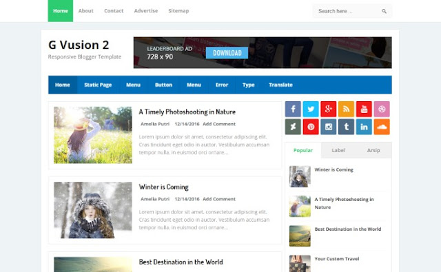 g vusion 2 responsive personal blogger template free download