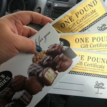 Fulfill your sweet tooth with 2 one lb See's certificates
