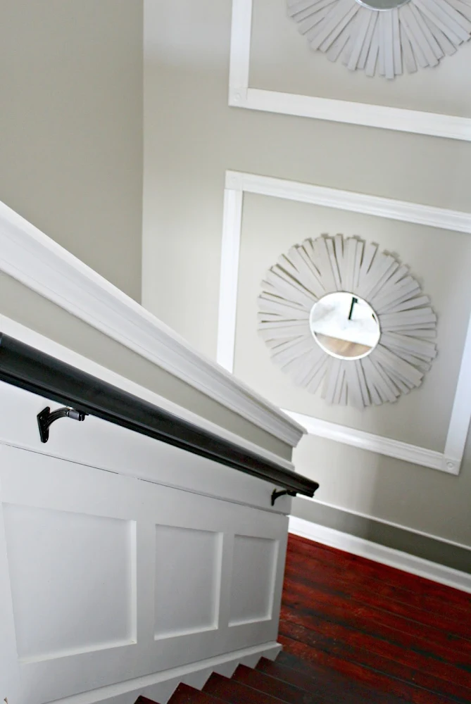 trim on tall staircase