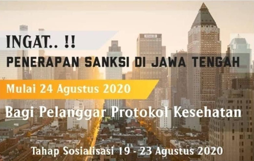 Catat!, Mulai Hari Ini Pelanggar Protokol Kesehatan di Jateng Dikenai Sanksi