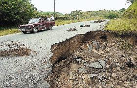 road washed away, Honduras