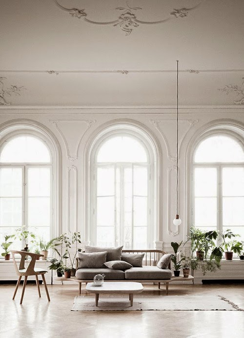 inspiration board | white interiors + green plants