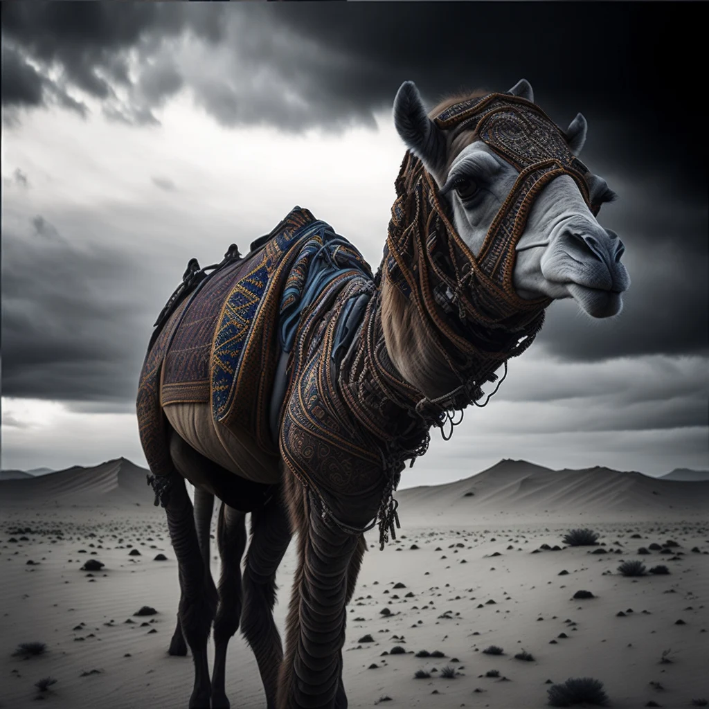 A Camel in a Desert Ai Art generated by PQCBlog via leonardo.ai