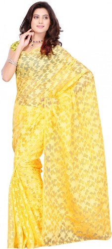 Yellow Saree With Floral Patterns Online