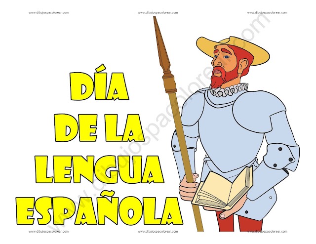 Dia de la Lengua Española dibujo a color y para colorear