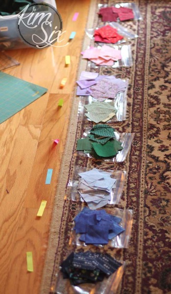 Making color coded squares for quilt