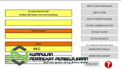 Aplikasi Raport SMP MTsKTSP Excel Lengkap Gratis