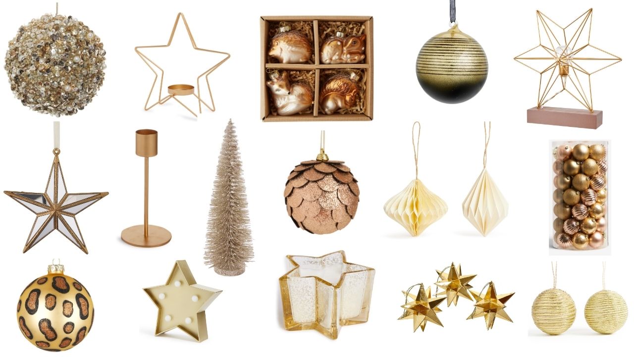 Budget Christmas interior inspiration, featuring decor and accessories from the high street Christmas 2020. From tree decorations, garlands, candles