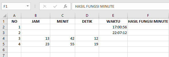 Cara Menggunakan Fungsi MINUTE pada Microsoft Excel