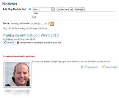 Entrada de post publicada como borrador