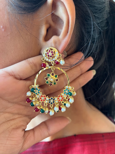 Jadau navratan earrings