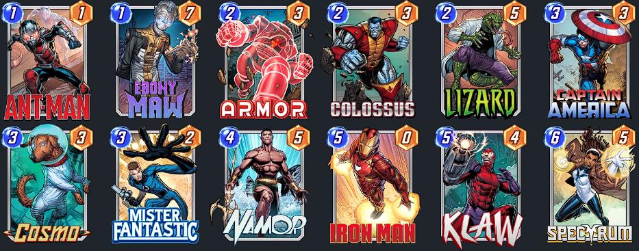 What is the best combination of Continuous type cards in Marvel Snap
