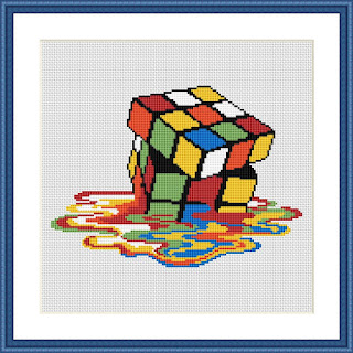 Rubik's cube colorful cross stitch pattern